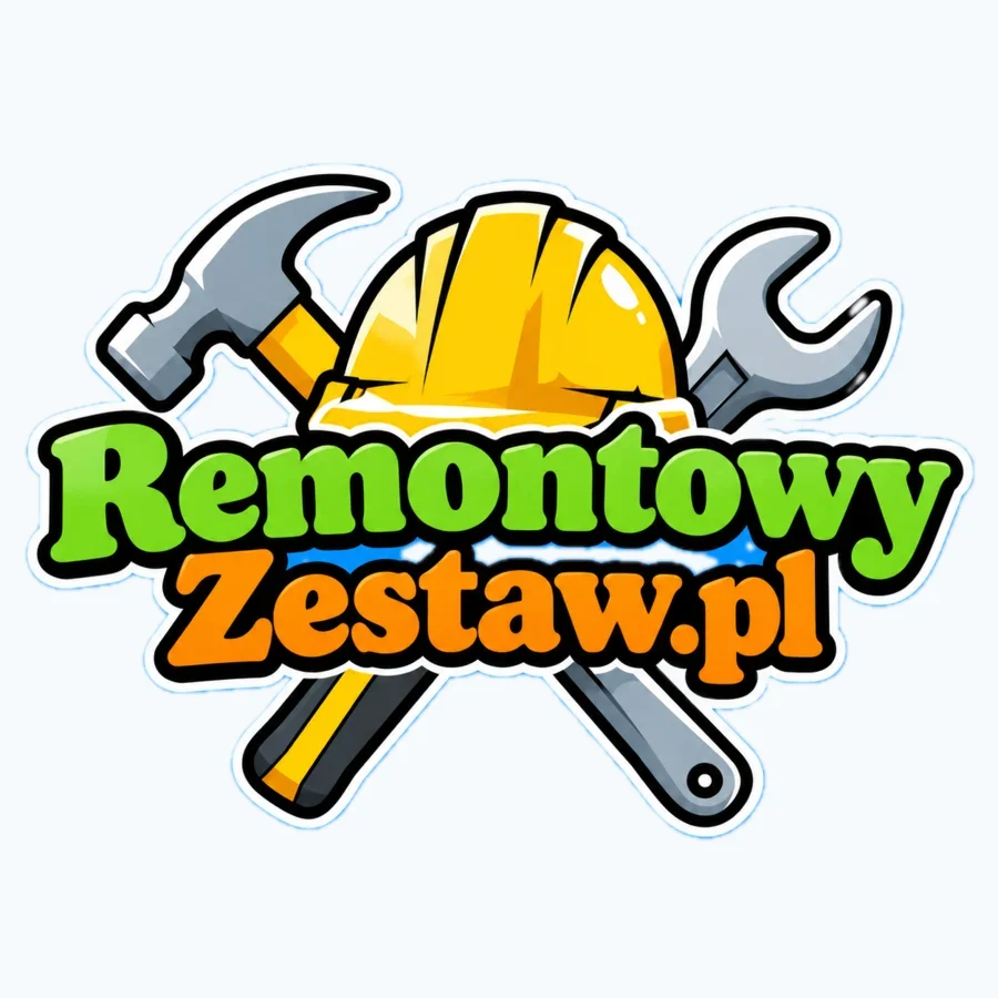 Logo RemontowyZestaw: kask budowlany i skrzyżowane narzędzia